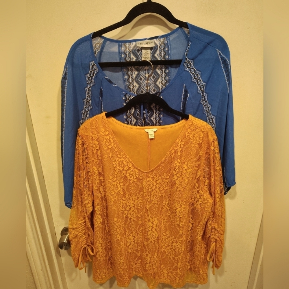Lot Of 2 Women's Summer Tops Sz 14/16W Catherines & Cato Est. 1946 Boho Festival